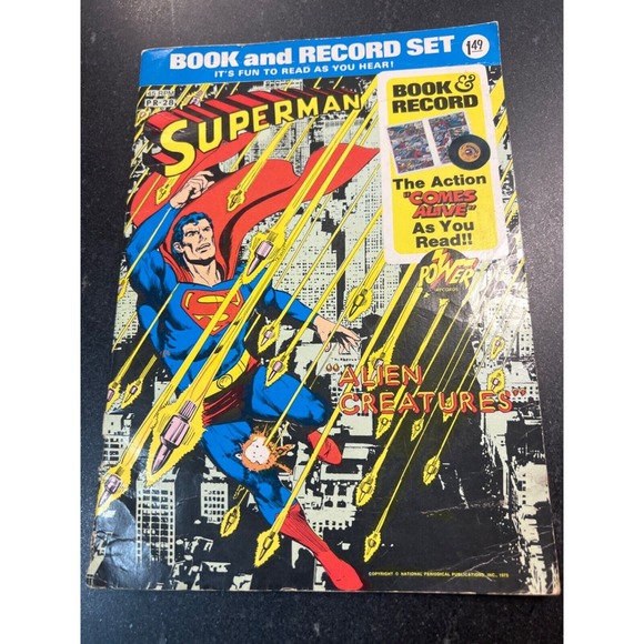 Vintage 1975 Superman Book & Record Set "Alien Creatures" Power Records - Picture 1 of 6